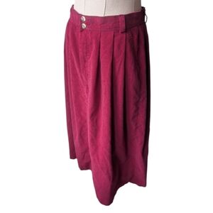 LL Bean Vintage Corduroy Fuchsia Pleated Maxi Skirt With Pockets 14